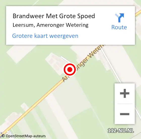 Locatie op kaart van de 112 melding: Brandweer Met Grote Spoed Naar Leersum, Ameronger Wetering op 14 januari 2022 18:20