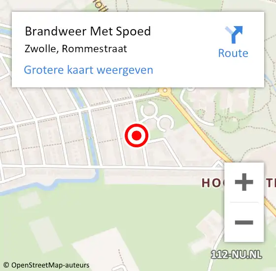 Locatie op kaart van de 112 melding: Brandweer Met Spoed Naar Zwolle, Rommestraat op 14 januari 2022 18:22