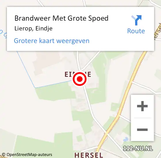 Locatie op kaart van de 112 melding: Brandweer Met Grote Spoed Naar Lierop, Eindje op 14 januari 2022 18:38