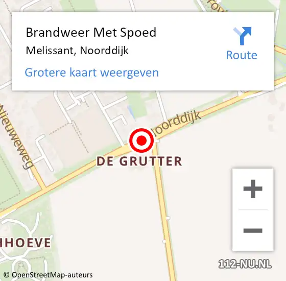 Locatie op kaart van de 112 melding: Brandweer Met Spoed Naar Melissant, Noorddijk op 14 januari 2022 18:43