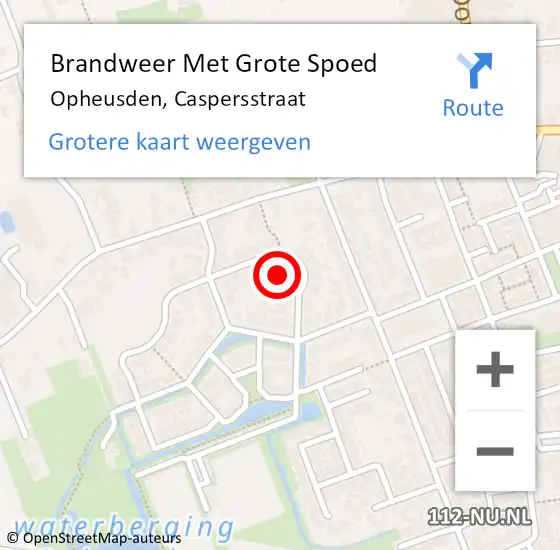 Locatie op kaart van de 112 melding: Brandweer Met Grote Spoed Naar Opheusden, Caspersstraat op 14 januari 2022 18:44