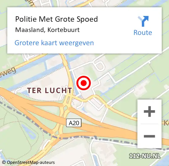 Locatie op kaart van de 112 melding: Politie Met Grote Spoed Naar Maasland, Kortebuurt op 14 januari 2022 18:51