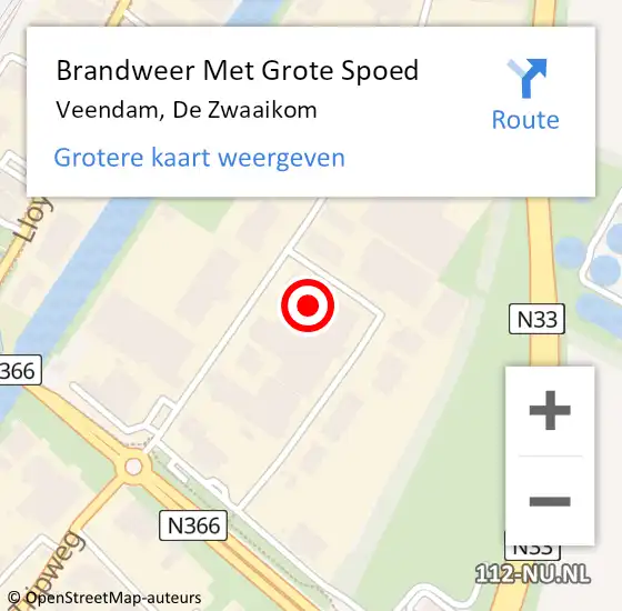 Locatie op kaart van de 112 melding: Brandweer Met Grote Spoed Naar Veendam, De Zwaaikom op 14 januari 2022 19:00