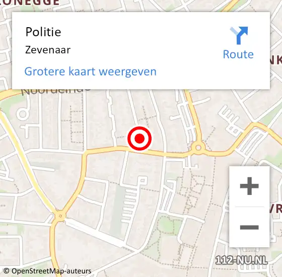 Locatie op kaart van de 112 melding: Politie Zevenaar op 14 januari 2022 19:05