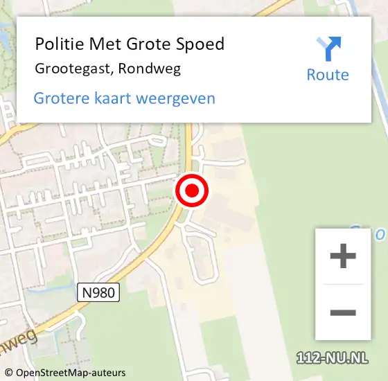 Locatie op kaart van de 112 melding: Politie Met Grote Spoed Naar Grootegast, Rondweg op 14 januari 2022 19:05