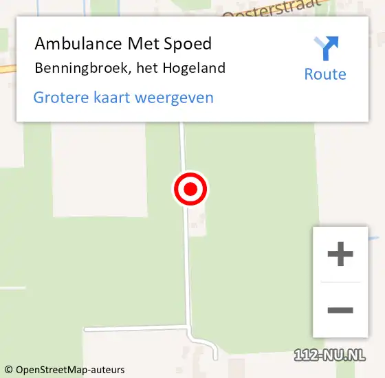 Locatie op kaart van de 112 melding: Ambulance Met Spoed Naar Benningbroek, het Hogeland op 14 januari 2022 19:14