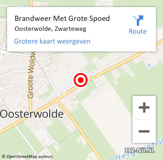 Locatie op kaart van de 112 melding: Brandweer Met Grote Spoed Naar Oosterwolde, Zwarteweg op 14 januari 2022 19:28