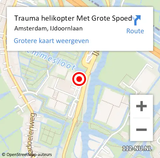 Locatie op kaart van de 112 melding: Trauma helikopter Met Grote Spoed Naar Amsterdam, IJdoornlaan op 14 januari 2022 19:31