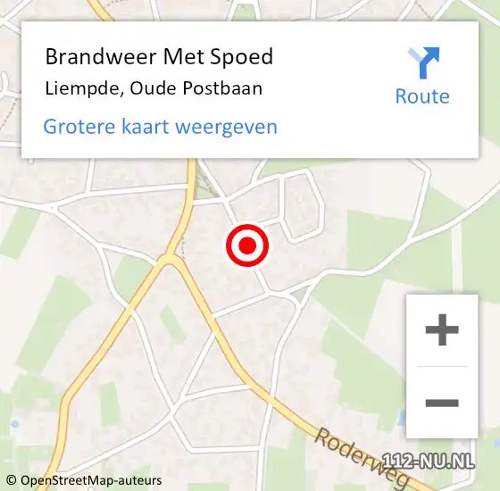 Locatie op kaart van de 112 melding: Brandweer Met Spoed Naar Liempde, Oude Postbaan op 14 januari 2022 19:46