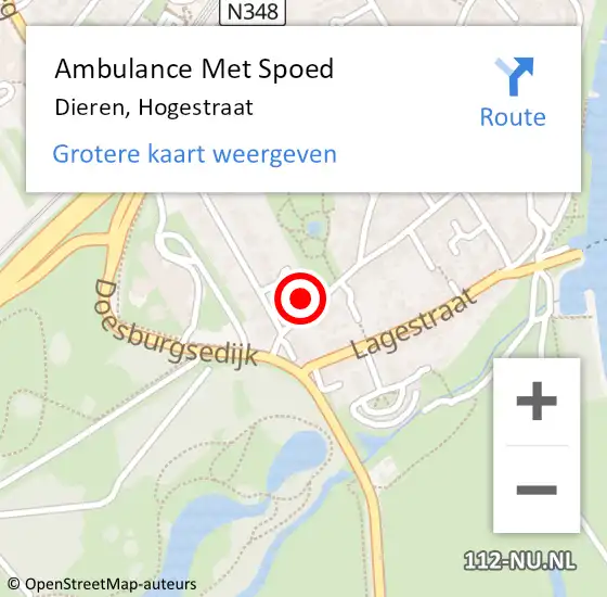 Locatie op kaart van de 112 melding: Ambulance Met Spoed Naar Dieren, Hogestraat op 14 januari 2022 20:13