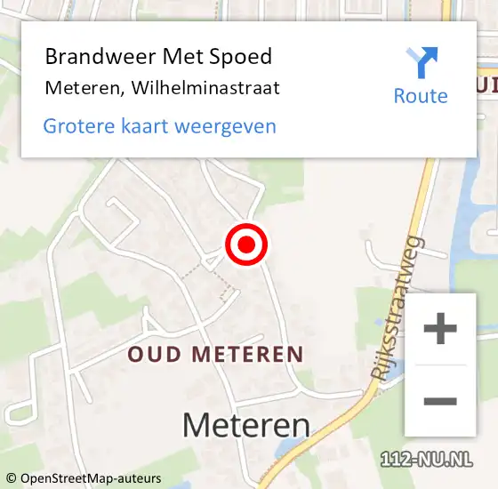 Locatie op kaart van de 112 melding: Brandweer Met Spoed Naar Meteren, Wilhelminastraat op 14 januari 2022 20:25