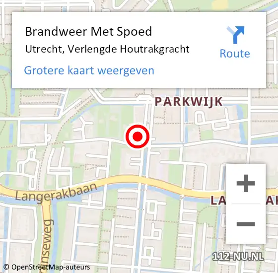 Locatie op kaart van de 112 melding: Brandweer Met Spoed Naar Utrecht, Verlengde Houtrakgracht op 14 januari 2022 21:01