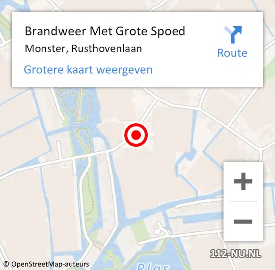 Locatie op kaart van de 112 melding: Brandweer Met Grote Spoed Naar Monster, Rusthovenlaan op 14 januari 2022 21:04