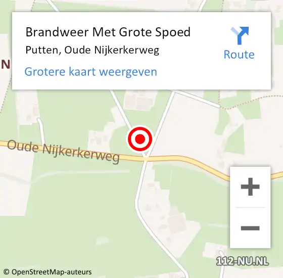 Locatie op kaart van de 112 melding: Brandweer Met Grote Spoed Naar Putten, Oude Nijkerkerweg op 14 januari 2022 21:29