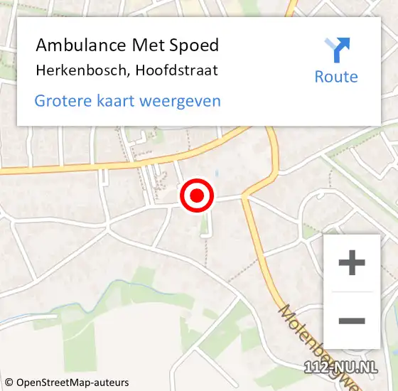 Locatie op kaart van de 112 melding: Ambulance Met Spoed Naar Herkenbosch, Hoofdstraat op 14 januari 2022 21:32