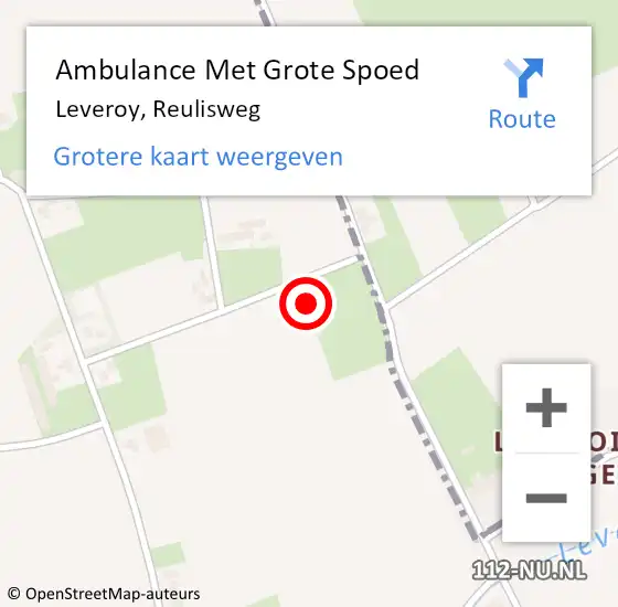 Locatie op kaart van de 112 melding: Ambulance Met Grote Spoed Naar Leveroy, Reulisweg op 14 januari 2022 21:39