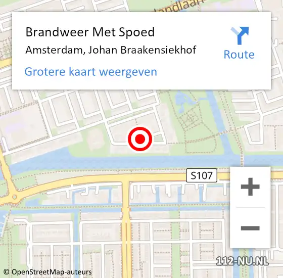 Locatie op kaart van de 112 melding: Brandweer Met Spoed Naar Amsterdam, Johan Braakensiekhof op 14 januari 2022 21:41