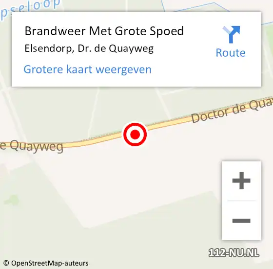 Locatie op kaart van de 112 melding: Brandweer Met Grote Spoed Naar Elsendorp, Dr. de Quayweg op 14 januari 2022 22:05