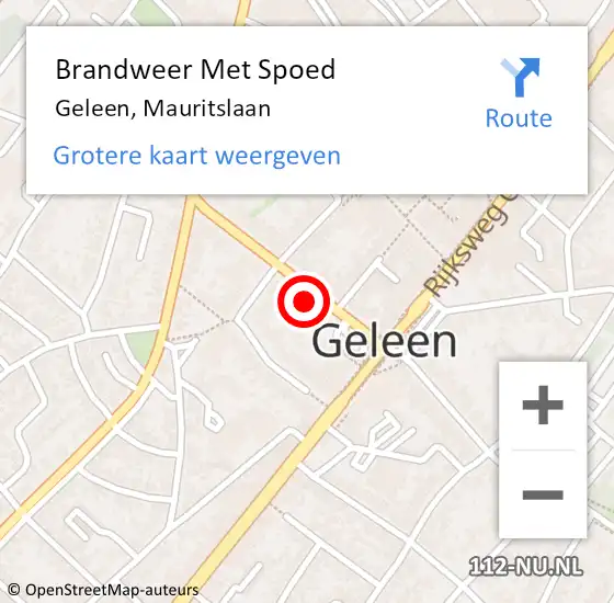 Locatie op kaart van de 112 melding: Brandweer Met Spoed Naar Geleen, Mauritslaan op 14 januari 2022 22:06