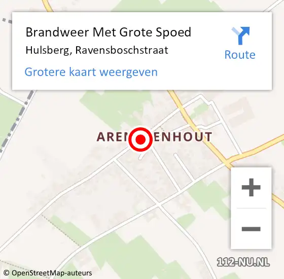 Locatie op kaart van de 112 melding: Brandweer Met Grote Spoed Naar Hulsberg, Ravensboschstraat op 14 januari 2022 22:09