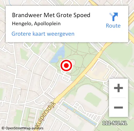 Locatie op kaart van de 112 melding: Brandweer Met Grote Spoed Naar Hengelo, Apolloplein op 14 januari 2022 22:17