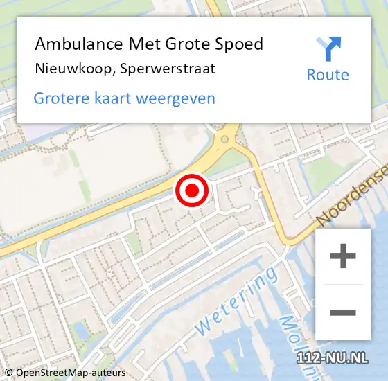 Locatie op kaart van de 112 melding: Ambulance Met Grote Spoed Naar Nieuwkoop, Sperwerstraat op 14 januari 2022 22:22