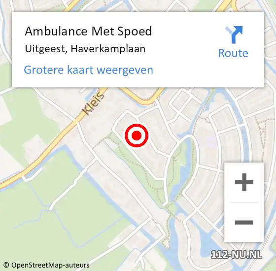 Locatie op kaart van de 112 melding: Ambulance Met Spoed Naar Uitgeest, Haverkamplaan op 14 januari 2022 22:38