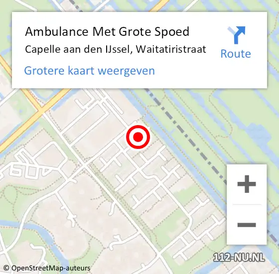 Locatie op kaart van de 112 melding: Ambulance Met Grote Spoed Naar Capelle aan den IJssel, Waitatiristraat op 14 januari 2022 23:00