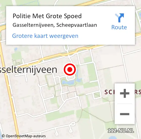 Locatie op kaart van de 112 melding: Politie Met Grote Spoed Naar Gasselternijveen, Scheepvaartlaan op 14 januari 2022 23:22