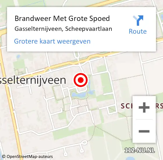 Locatie op kaart van de 112 melding: Brandweer Met Grote Spoed Naar Gasselternijveen, Scheepvaartlaan op 14 januari 2022 23:22