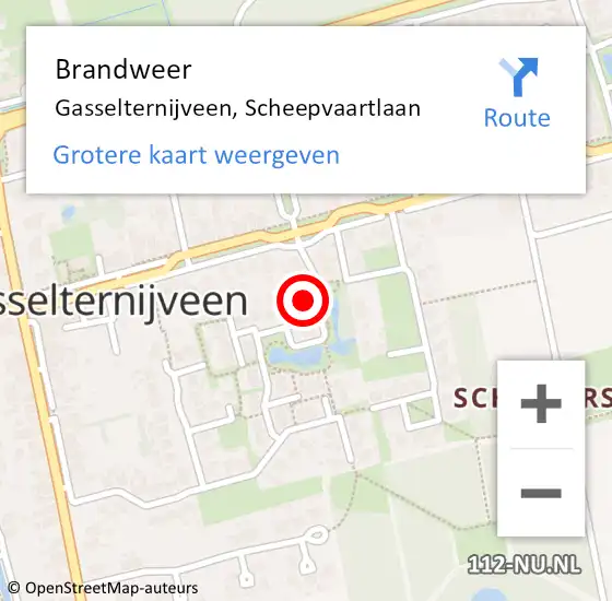 Locatie op kaart van de 112 melding: Brandweer Gasselternijveen, Scheepvaartlaan op 14 januari 2022 23:24