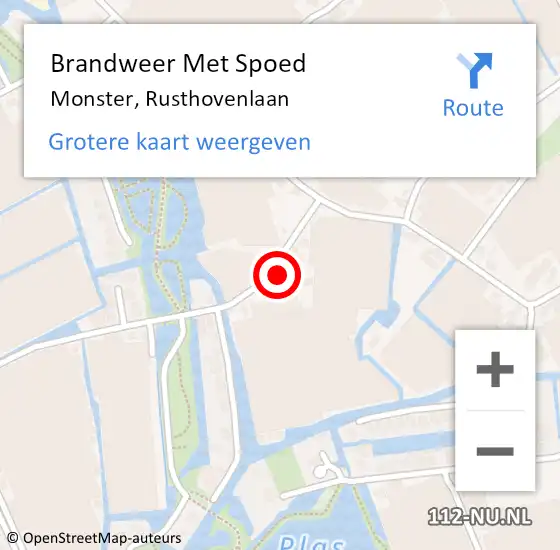 Locatie op kaart van de 112 melding: Brandweer Met Spoed Naar Monster, Rusthovenlaan op 14 januari 2022 23:49