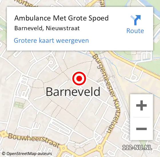 Locatie op kaart van de 112 melding: Ambulance Met Grote Spoed Naar Barneveld, Nieuwstraat op 14 januari 2022 23:54