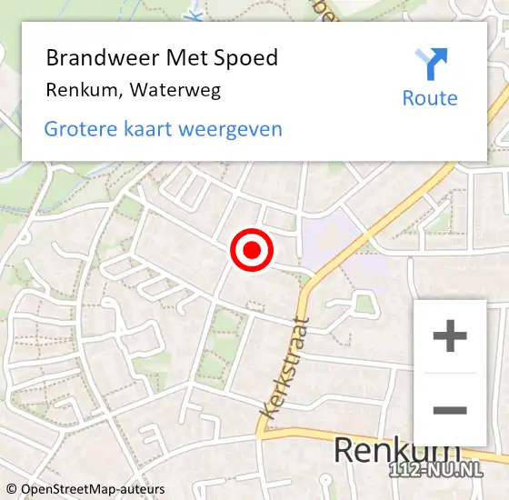 Locatie op kaart van de 112 melding: Brandweer Met Spoed Naar Renkum, Waterweg op 15 januari 2022 00:46