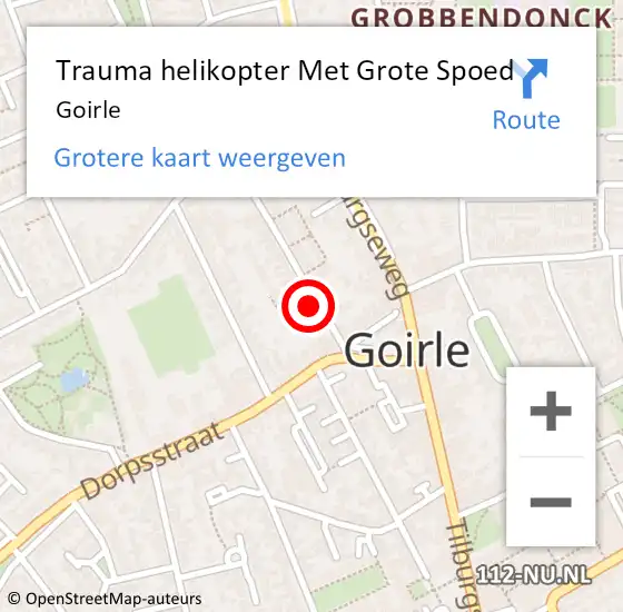 Locatie op kaart van de 112 melding: Trauma helikopter Met Grote Spoed Naar Goirle op 15 januari 2022 00:56