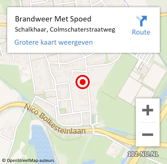 Locatie op kaart van de 112 melding: Brandweer Met Spoed Naar Schalkhaar, Colmschaterstraatweg op 15 januari 2022 01:19