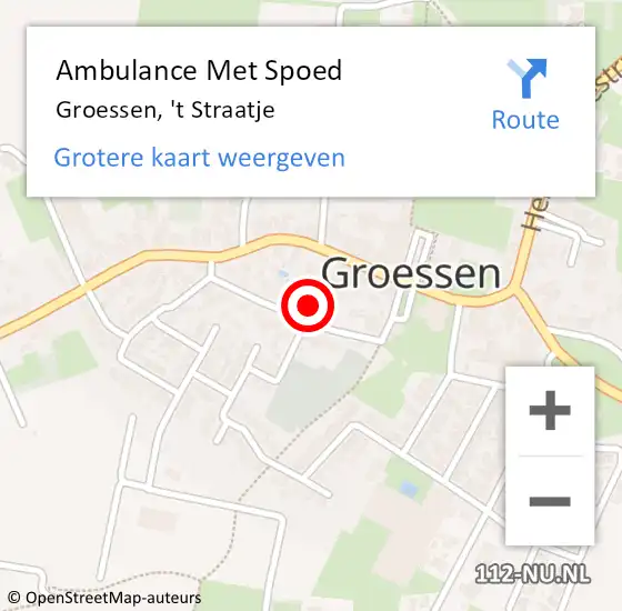 Locatie op kaart van de 112 melding: Ambulance Met Spoed Naar Groessen, 't Straatje op 15 januari 2022 02:23