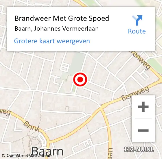 Locatie op kaart van de 112 melding: Brandweer Met Grote Spoed Naar Baarn, Johannes Vermeerlaan op 15 januari 2022 03:33