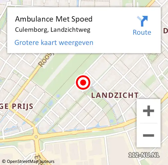 Locatie op kaart van de 112 melding: Ambulance Met Spoed Naar Culemborg, Landzichtweg op 15 januari 2022 05:28