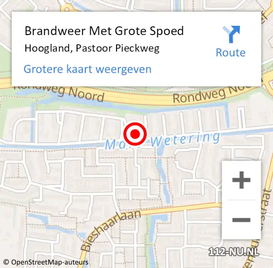 Locatie op kaart van de 112 melding: Brandweer Met Grote Spoed Naar Hoogland, Pastoor Pieckweg op 15 januari 2022 05:41