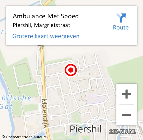Locatie op kaart van de 112 melding: Ambulance Met Spoed Naar Piershil, Margrietstraat op 15 januari 2022 05:54