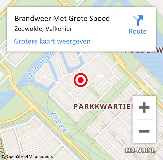 Locatie op kaart van de 112 melding: Brandweer Met Grote Spoed Naar Zeewolde, Valkenier op 15 januari 2022 06:15