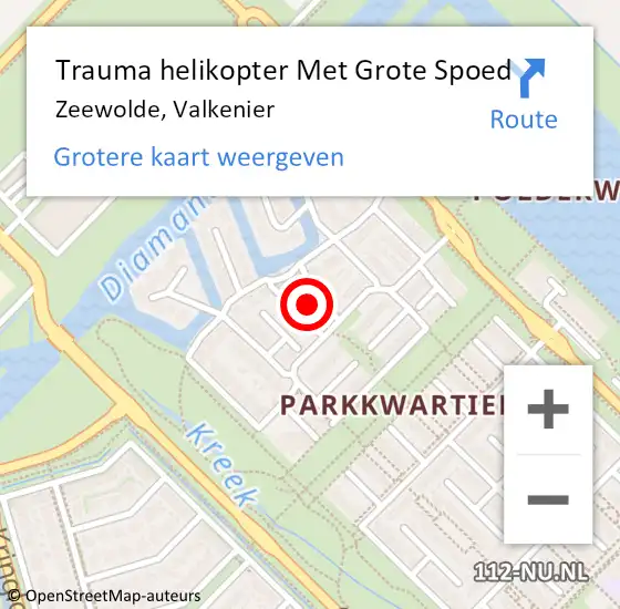 Locatie op kaart van de 112 melding: Trauma helikopter Met Grote Spoed Naar Zeewolde, Valkenier op 15 januari 2022 06:21