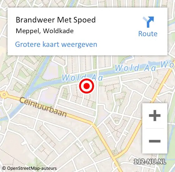 Locatie op kaart van de 112 melding: Brandweer Met Spoed Naar Meppel, Woldkade op 15 januari 2022 07:01