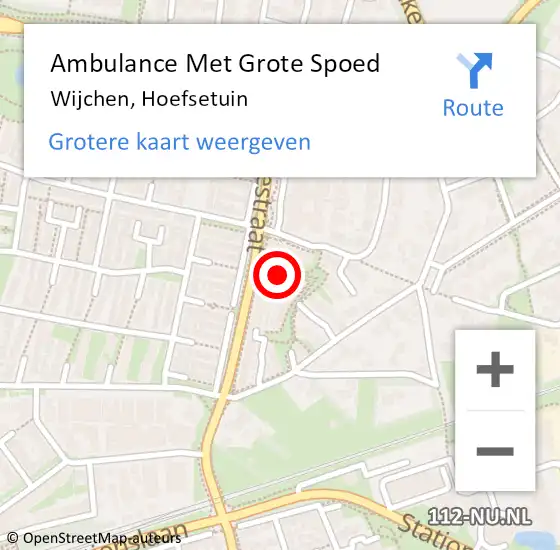 Locatie op kaart van de 112 melding: Ambulance Met Grote Spoed Naar Wijchen, Hoefsetuin op 15 januari 2022 07:56