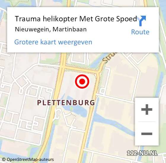 Locatie op kaart van de 112 melding: Trauma helikopter Met Grote Spoed Naar Nieuwegein, Martinbaan op 15 januari 2022 08:04