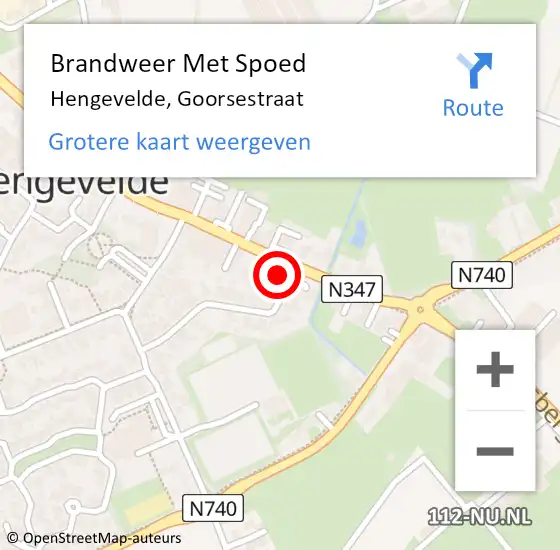 Locatie op kaart van de 112 melding: Brandweer Met Spoed Naar Hengevelde, Goorsestraat op 15 januari 2022 08:07