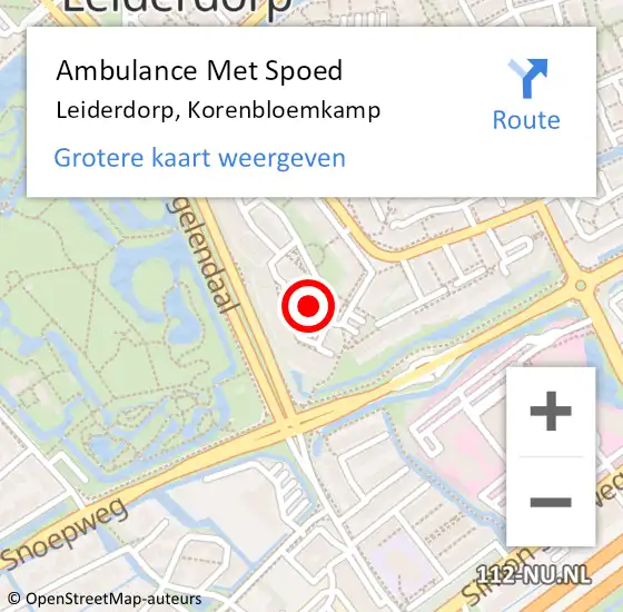 Locatie op kaart van de 112 melding: Ambulance Met Spoed Naar Leiderdorp, Korenbloemkamp op 15 januari 2022 08:17