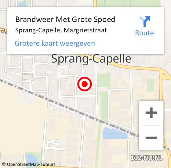 Locatie op kaart van de 112 melding: Brandweer Met Grote Spoed Naar Sprang-Capelle, Margrietstraat op 15 januari 2022 08:22