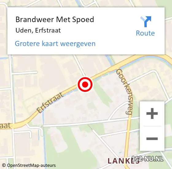 Locatie op kaart van de 112 melding: Brandweer Met Spoed Naar Uden, Erfstraat op 15 januari 2022 09:01